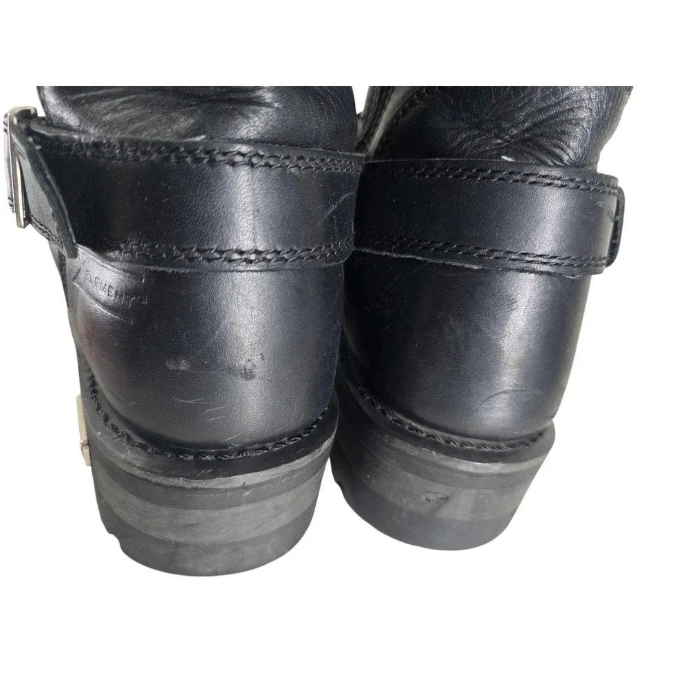 Xelement X19409 Fury Mens 9.5 Black Leather Motorcycle Biker Boots Lace Side Zip